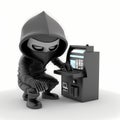 Tiny Hacker Bank Robbery Character . Generative AI