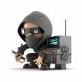 Tiny Hacker Bank Robbery Character . Generative AI