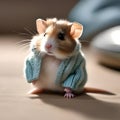 A tiny hamster wearing a tiny sweater, sitting in a tiny chair3 Royalty Free Stock Photo