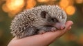 Tiny hedgehog nestled in a hand Royalty Free Stock Photo