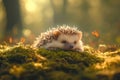 Tiny hedgehog resting in moss Royalty Free Stock Photo