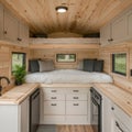 Tiny Home Renovation with Lofted Beds and Modern Design Royalty Free Stock Photo