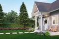 Tiny house with empty green lawn for copy space 3d render Royalty Free Stock Photo