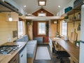 Tiny house interiors optimized with space saving solutions Royalty Free Stock Photo