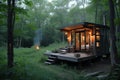 A tiny house in the middle of the woods. Royalty Free Stock Photo