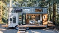 This tiny house seamlessly blends modern comforts with sustainable living featuring solar panels a greywater recycling