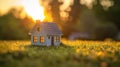 The Tiny House in Sunset.AI generated image Royalty Free Stock Photo