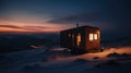 tiny house in winter mountain. generative ai. Royalty Free Stock Photo