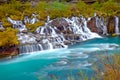 The tiny Hraunfossar falls, Iceland Royalty Free Stock Photo
