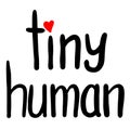 Tiny human hand lettering in black