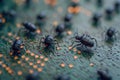 Tiny insects navigating a circuit board filled with electrical components and patterns Royalty Free Stock Photo