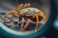 Tiny intruder Tick under magnifying glass, close up examination concept Royalty Free Stock Photo