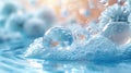 Close-up of a cluster of water bubbles floating on the surface of a body of water