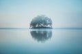 Tiny island covered by forest on the lake Royalty Free Stock Photo