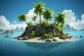 A tiny island graced by a pair of towering palm trees Royalty Free Stock Photo