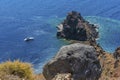The tiny island of Saint Nicholas at the northern tip of Santorini
