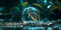 Tiny Kangaroo Inside a Floating Glass Bubble in a Dreamy Sky Wallpaper Background for Whimsical, Fantasy, and Lighthearted Design Royalty Free Stock Photo