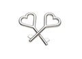 Tiny keys with a heart-shaped handle,