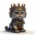 Tiny King Monster Cat. Generative AI Royalty Free Stock Photo