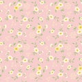 Tiny Light Yellow Daisy Flower Seamless Pattern With Pinky Peach Background Royalty Free Stock Photo