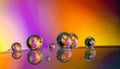 Vibrant Liquid Spheres on a Reflective Surface Royalty Free Stock Photo