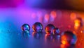 Vibrant Neon Water Drops on an Abstract Background Royalty Free Stock Photo