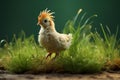 Tiny Little chicken green grass. Generate Ai Royalty Free Stock Photo