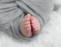 Tiny little toes of an infant sleeping