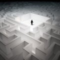 Tiny man in an endless maze Royalty Free Stock Photo