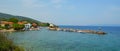 The Tiny Mermaid Madonna Church sits right by the harbour at Skala Sikaminias  Lesvos Greece Royalty Free Stock Photo