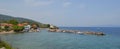 The Tiny Mermaid Madonna Church sits right by the harbour at Skala Sikaminias Lesvos