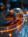 Futuristic Mouse on a Glowing Data Network Royalty Free Stock Photo