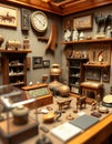A tiny museum displaying miniature artifacts Royalty Free Stock Photo