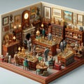 A tiny museum displaying miniature artifacts Royalty Free Stock Photo