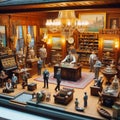 A tiny museum displaying miniature artifacts Royalty Free Stock Photo