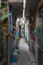 Tiny narrow streets of the walled village of Kat Hing Wai near H Royalty Free Stock Photo