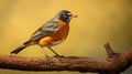 Precisionist-inspired Photograph Of American Robin On Branch