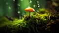 A Tiny Orange Mushroom in a Forest