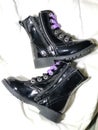 A tiny pair of extremely sassy little girl Patent leather boots