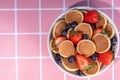 Tiny pancakes with strawberry