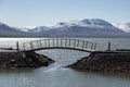 Tiny pedestrian bridge in Akureyri , Iceland