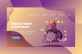 Tiny People Concept With a Company Value Above 10 Billion Dollars is Called The Decacorn Company - Web Page Header Landing Page