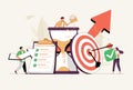 Tiny people developing self control system isolated flat vector illustration. Metaphor of target and goal achievement.