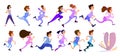 Tiny people running, a crowd of men and women flat style Royalty Free Stock Photo