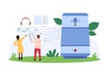 Tiny People Using Voice Assistant Concept