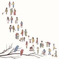 Tiny people walking in a queue Royalty Free Stock Photo