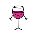 Tiny glass of wine sad and half-empty on white font Royalty Free Stock Photo