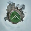 Tiny Planet at corner of socker field Royalty Free Stock Photo