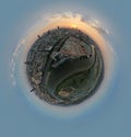 Tiny planet effect of Shenzhen skyline
