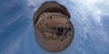 A tiny planet view of the cliffs at Hunstanton in Norfolk